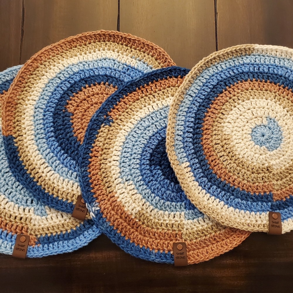 Hand-made Crochet Placemats, Set of 4